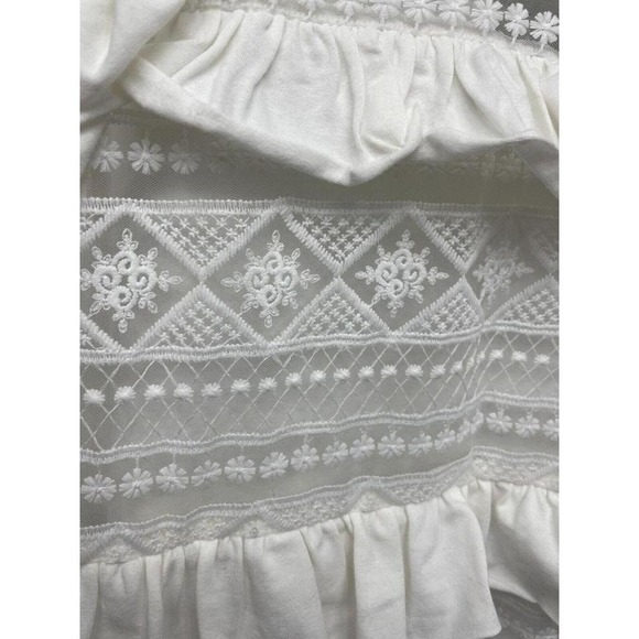 Beverly Hills  Kyle by Alene Too Sleeveless Ruffle Lace Top Med RETAIL $205 - Picture 2 of 8